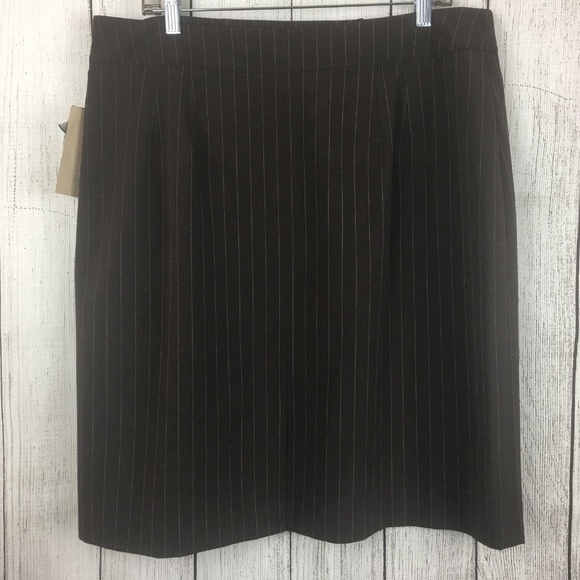 NWT Apostrophe Stretch Brown Striped Skirt Size 18 - Picture 4 of 8